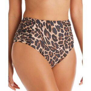 Bar III Womens Small Cheetah-Print High Waist Full Coverage Swim Bottoms 2647
